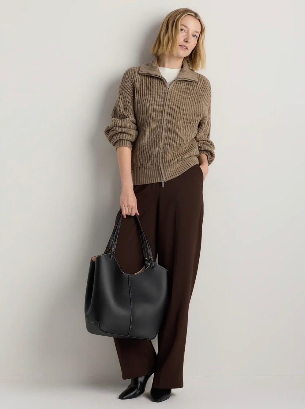 Italian Leather Trapeze Tote