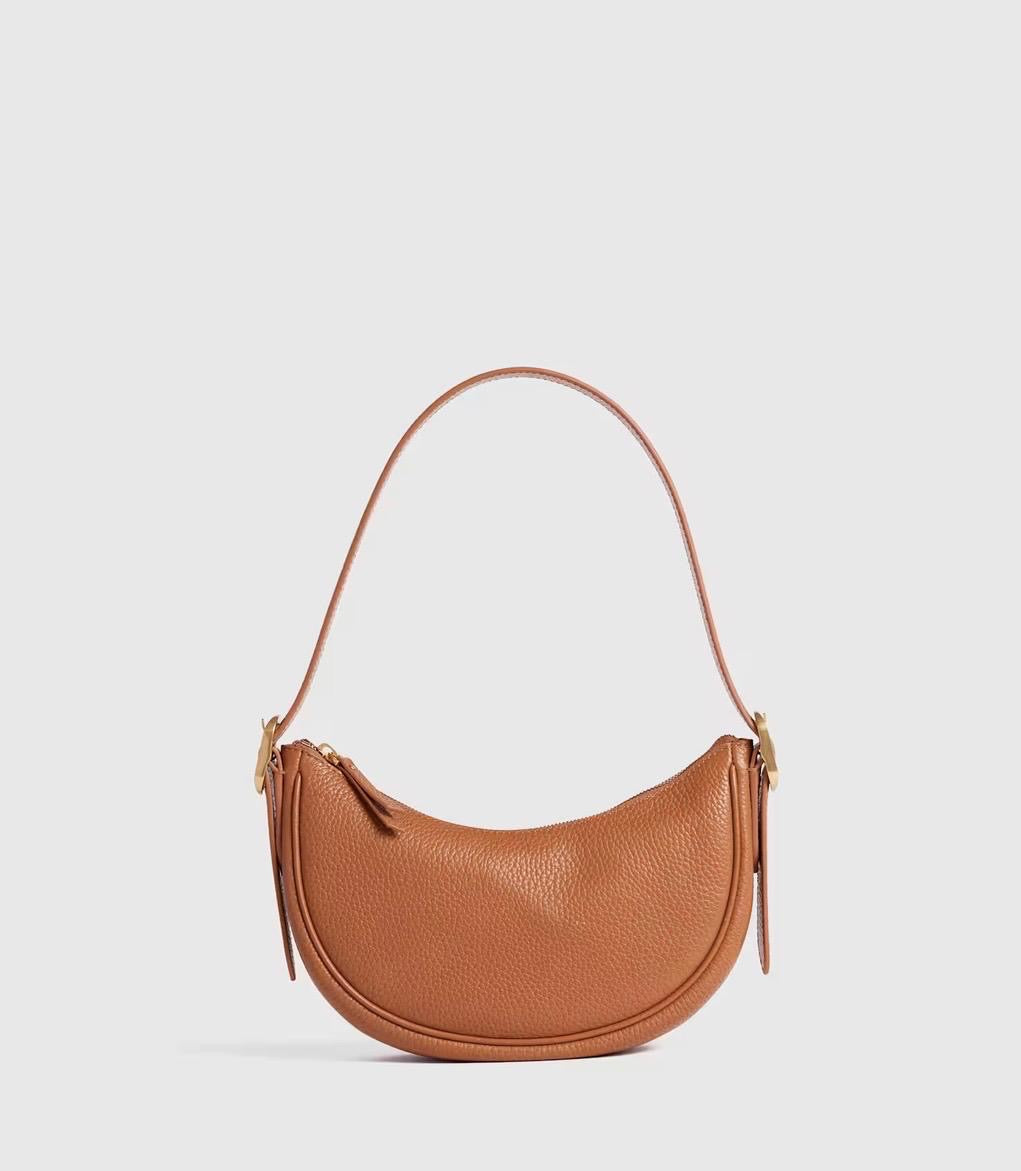 Italian Leather Mini Crescent Shoulder Bag