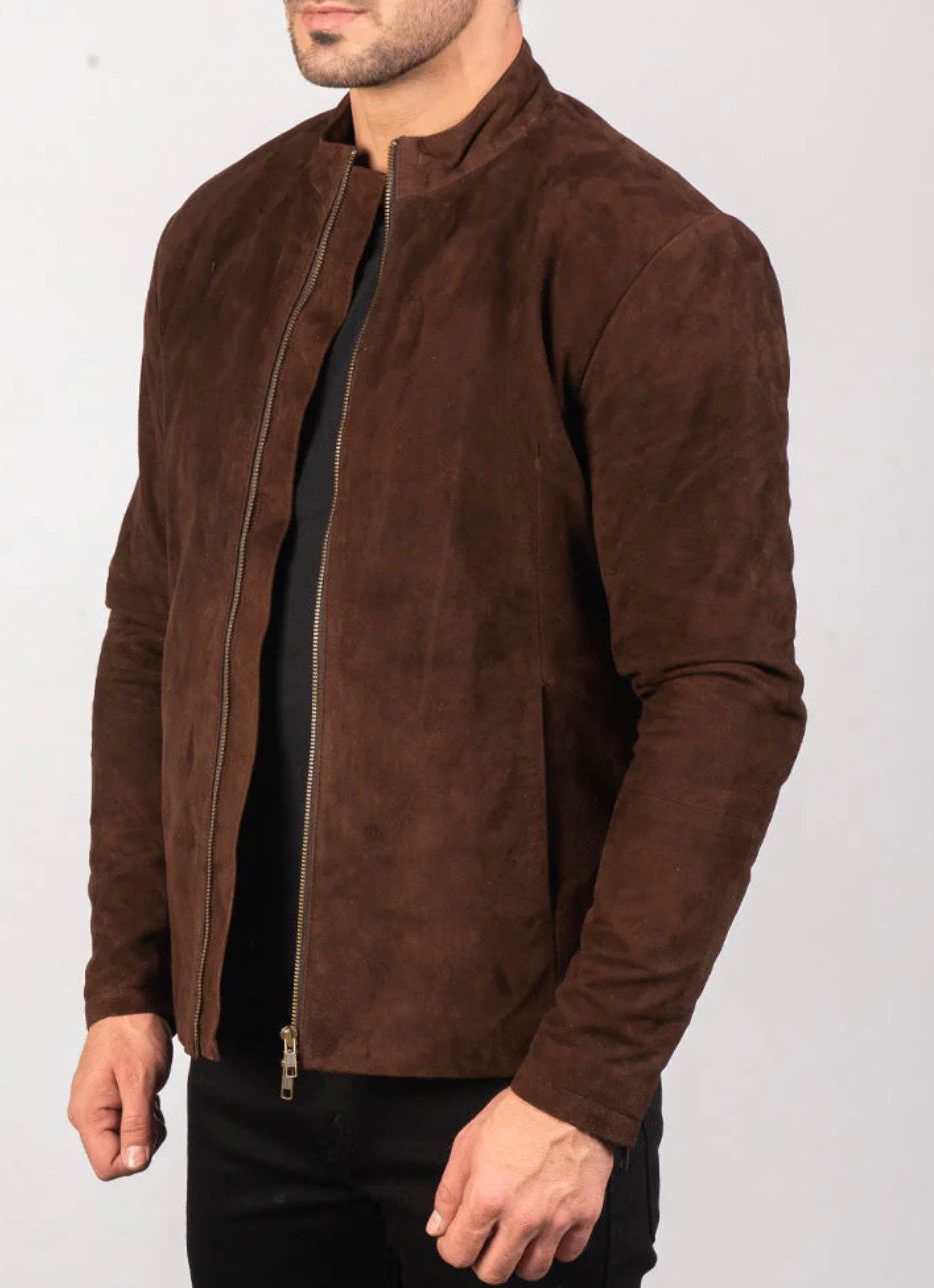 CHARCOAL MOCHA SUEDE BIKER JACKET