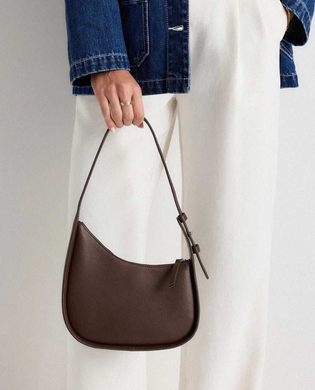 Italian Leather Asymmetrical Mini Shoulder Bag