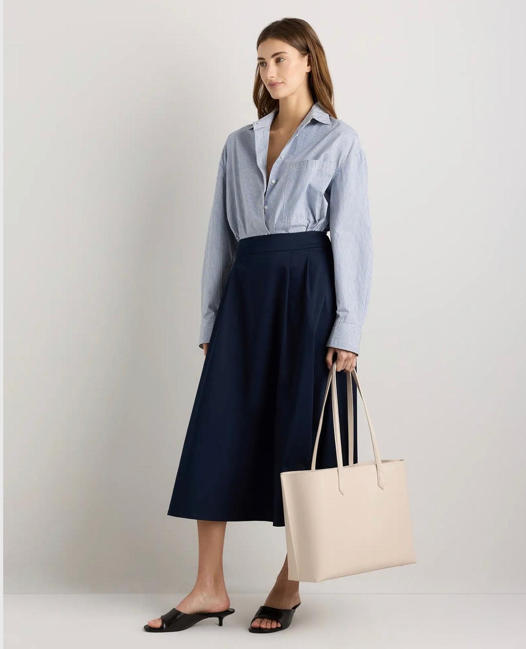 Italian Leather Triple Compartment Shopper Tote