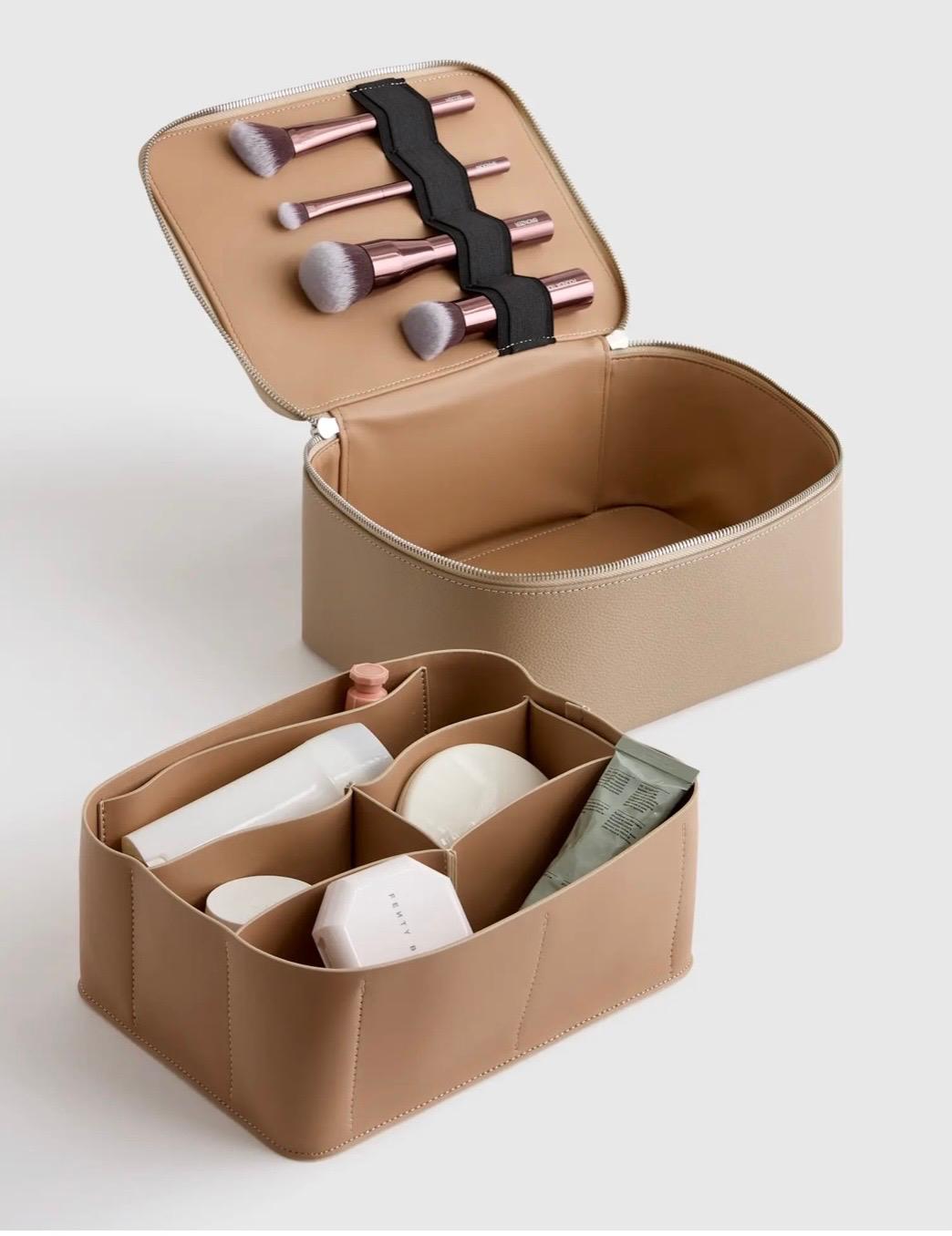 Italian Leather Travel Cosmetic Case